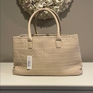 lulu dharma Cream Woven Tote Bag